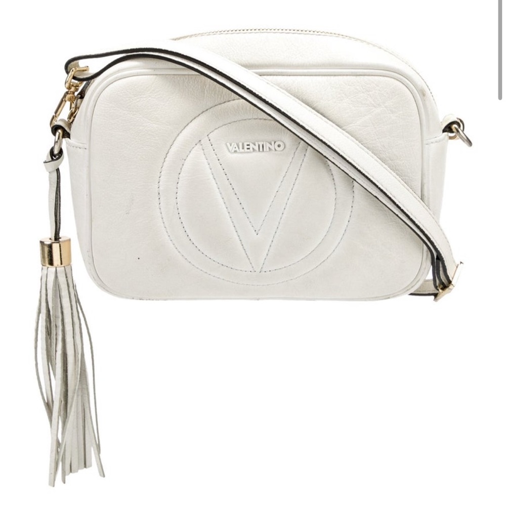 Valentino White Crossbody Bag with Gold Accents